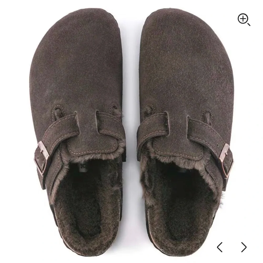 Birkenstock Suede Slip-On Shoes with Buckle - mocha size 40 - Picture 2 of 11
